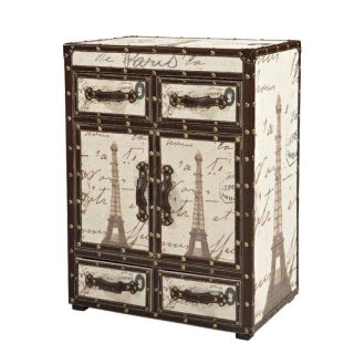 AA Importing Three Door Half Round Cabinet with Green Floral Pattern