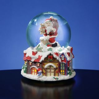 San Francisco Music Box Santa with Lighted Victorian Village Snow