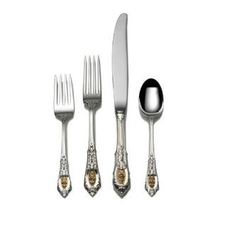 Wallace Rose Point Gold Accent 46 Piece Dinner Set with Dessert Spoon