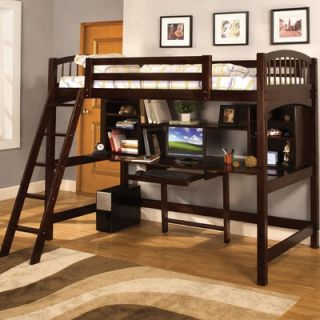 Hokku Designs Alexis Twin Loft Bed with Desk and Bookshelves