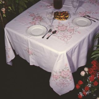  Orchid Pink Floral Embroidered design 54 X 72 Tablecloth