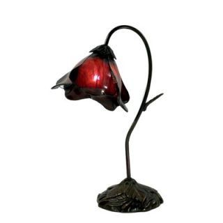 Warehouse of Tiffany Single Red Glass Table Lamp in Bronze