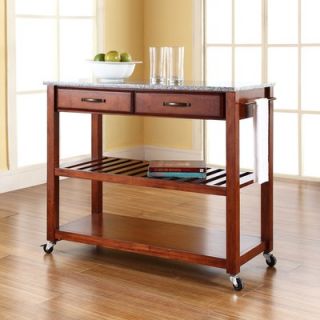 Crosley Solid Granite Top Kitchen Cart/Island with Optional
