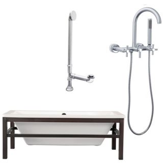 Tella 67 with Floor Mount Faucet, Wood Cradle and Cross Handles