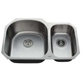 Kraus 32 Undermount 70/30 Double Bowl Kitchen Sink with 15 Faucet