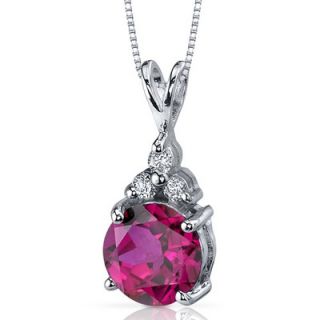 Refined Class 2.75 Carats Round Shape Ruby Pendant in Sterling Silver