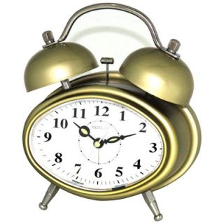 Maples Clock Oval Double Bell Melody Alarm Clock in Glossy Golden