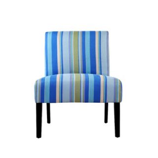 Handy Living Nate Slipper Chair in Mari Grass Sea Blue Stripe   340C