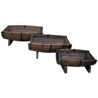 Rectangular Half Barrel Planters (Set of 3)