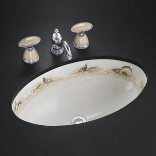  Pheasant Design on Vintage Underscounter Bathroom Sink   K 14273 P 96