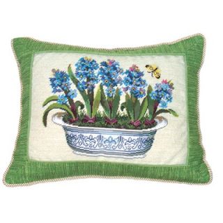 123 Creations Hyacinth in Pot 100% Wool Petit Point Pillow with Fabric