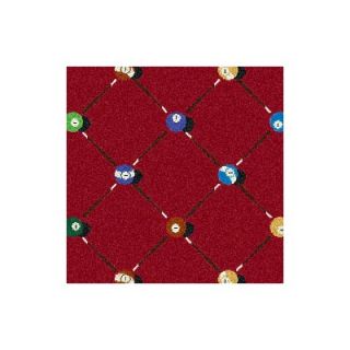Joy Carpets Sports Red Billiards Novelty Rug   1421 Red