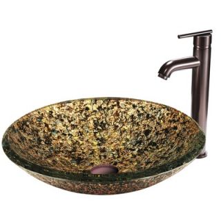 Vigo Triton Glass Vessel Sink with Faucet in Oil Rubbed Bronze