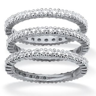 Palm Beach Jewelry Platinum/Silver Eternity Bands Set of 3