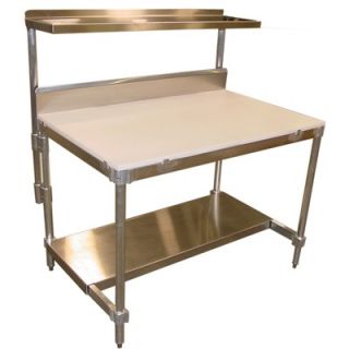 PVIFS Aluminum I Frame Work Table with Back Splash and Poly Top