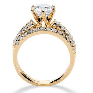 Palm Beach Jewelry Round Triple Row Cubic Zirconia Wedding Ring Set