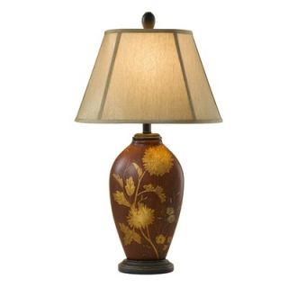 Feiss Hand Painted Porcelain One Light Table Lamp in Sienna Red Floral