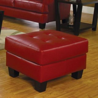 Wildon Home ® Comet Tufted Bonded Leather Ottoman in Red