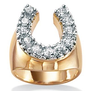 Palm Beach Jewelry 18k Gold/Silver Mens Cubic Zirconia Horseshoe Ring