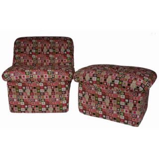 Fun Furnishings Cloud Chair and Ottoman in Candyland Plaid