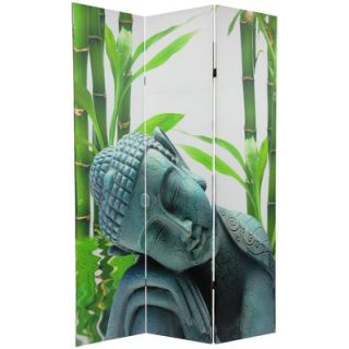 Oriental Furniture Double Sided Serenity Buddha 3 Panel Room Divider