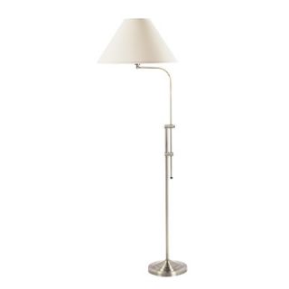 Cal Lighting Pharmacy Floor Lamp with Linen Shade in Brushed Steel