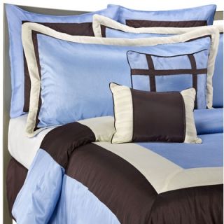 Luxury Home Fedora 8 Piece Hotel Comforter Set in Blue / Chocolate