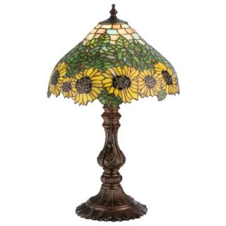 Meyda Tiffany Floral Art Glass Country Wild Sunflower Accent Lamp