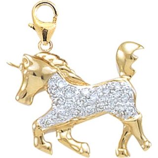EZ Charms 14K White Gold Diamond Unicorn Charm