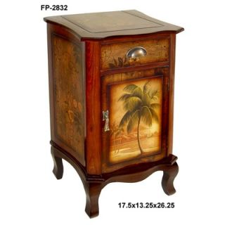 Cheungs Rattan Wooden Cabinet with Three Drawers and Palm Tree Design