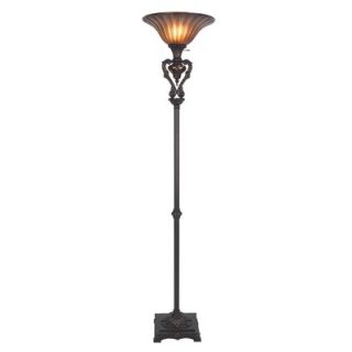 Cal Lighting Torchiere Lamp with Glass Shade in Antique Bronze   BO