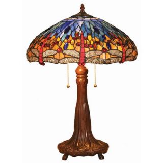 Chloe Lighting Tiffany Style Dragonfly Table Lamp with Blue Shade