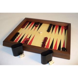Chiellini Wood Attache Backgammon Game in Red / Black