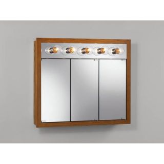 Surface Mount Cabinet with Five Bulbs in Honey Oak