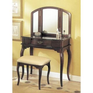 Williams Import Co. 3 Piece Vanity Set with Trifold Mirror in Espresso