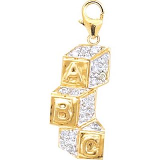 EZ Charms 14K Yellow Gold Diamond Baby Blocks Charm