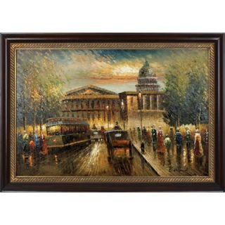 Hokku Designs Reminiscing Paris Hand Painted Oil Canvas Art with Frame