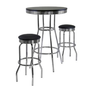 Winsome Summit 3 Piece Pub Table with Swivel Stool in Black