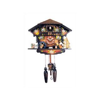 Black Forest Chalet Clock with Beer Drinker and Water Wheel