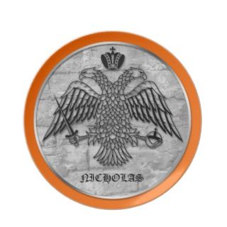 Double Headed Eagle Personalized 10 Orange Plate 