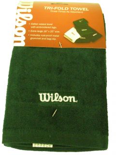Wilson Tri Fold Towel Green 16x25 Golf New