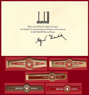  Label w Signature of Dunhill Cigars 5 Cigar Bands Havana Cuba