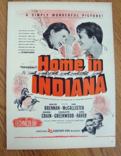 1944 Movie Ad Home in Indiana Brennam McCallister Haver