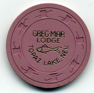 Greg Mar Lodge $1 Topaz Lodge Fish Picture Casino Chip C J Mold Sharp