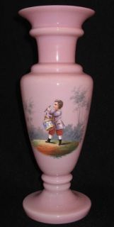 Pink Bristol Mary Gregory Drummer Boy Vase 11 1 2 H