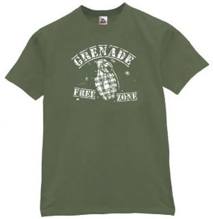 Grenade Free Zone T Shirt Cool Funny Retro Tee OLV L