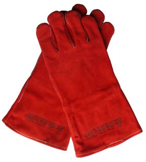Leather Dutch Oven Grilling BBQ Gloves Personalized Red Nice Gift Idea