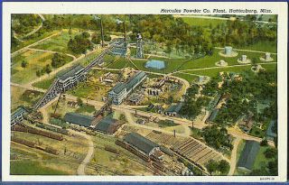 Hattiesburg Mississippi MS 1936 Aerial View Hercules Powder Co Vintage