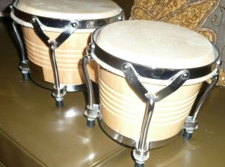 Very Cool Bongo Drums Groove Percussion Real Skin Heads
