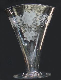 Hawkes Glass Signed Fan Vase Etched CA Early 1900’S